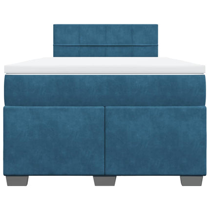 Giroletto a Molle con Materasso Blu Scuro 120x200 cm in Velluto