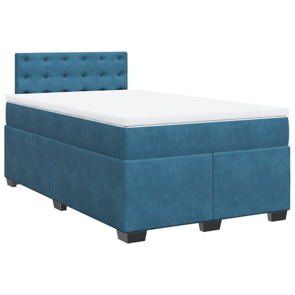 Giroletto a Molle con Materasso Blu Scuro 120x200 cm in Velluto