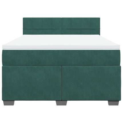 Giroletto a Molle con Materasso Verde Scuro 140x190 cm Velluto