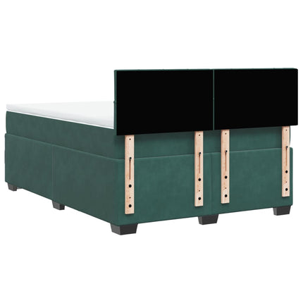 Giroletto a Molle con Materasso Verde Scuro 140x190 cm Velluto
