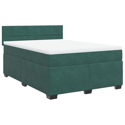 Giroletto a Molle con Materasso Verde Scuro 140x200 cm Velluto