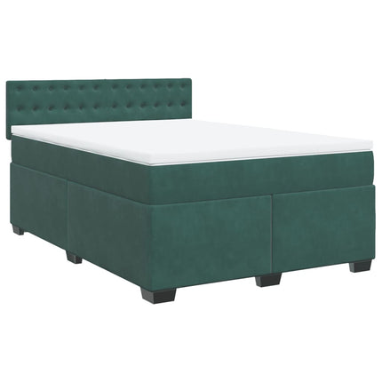 Giroletto a Molle con Materasso Verde Scuro 140x200 cm Velluto