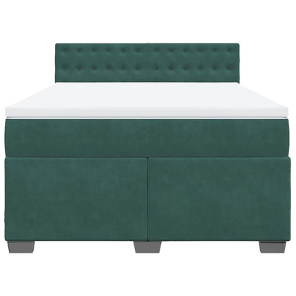 Giroletto a Molle con Materasso Verde Scuro 140x200 cm Velluto