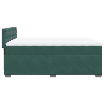 Giroletto a Molle con Materasso Verde Scuro 140x200 cm Velluto