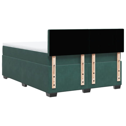 Giroletto a Molle con Materasso Verde Scuro 140x200 cm Velluto