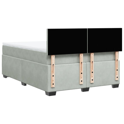 Giroletto a Molle con Materasso Grigio Chiaro 160x200cm Velluto