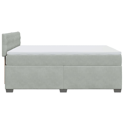 Giroletto a Molle con Materasso Grigio Chiaro 160x200cm Velluto