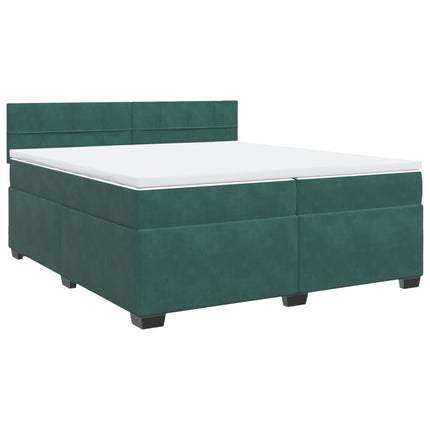 Giroletto a Molle con Materasso Verde Scuro 200x200 cm Velluto