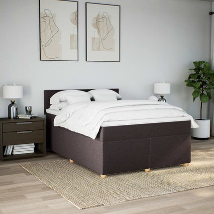 Giroletto a Molle con Materasso Marrone Scuro 160x200cm Tessuto