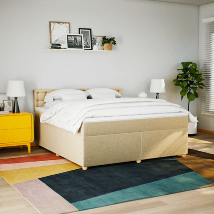 Giroletto a Molle con Materasso Crema 180x200 cm in Tessuto