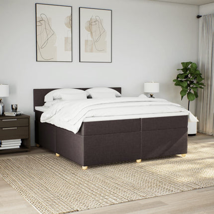 Giroletto a Molle con Materasso Marrone Scuro 200x200cm Tessuto