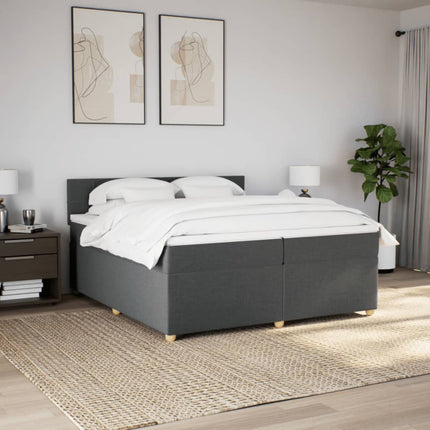 Giroletto a Molle con Materasso Grigio Scuro 200x200 cm Tessuto
