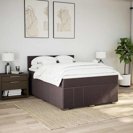 Giroletto a Molle con Materasso Marrone Scuro 140x190cm Tessuto