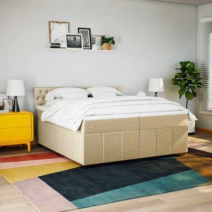 Giroletto a Molle con Materasso Crema 200x200 cm in Tessuto