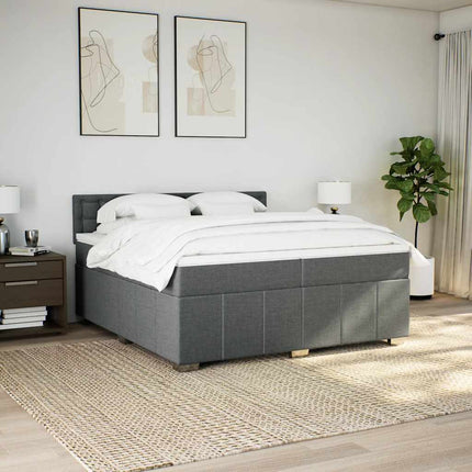 Giroletto a Molle con Materasso Grigio Scuro 200x200 cm Tessuto