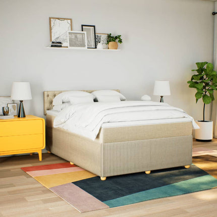 Giroletto a Molle con Materasso Crema 160x200 cm in Tessuto