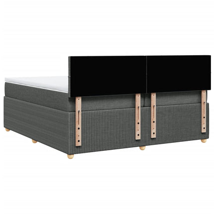 Giroletto a Molle con Materasso Grigio Scuro 200x200 cm Tessuto