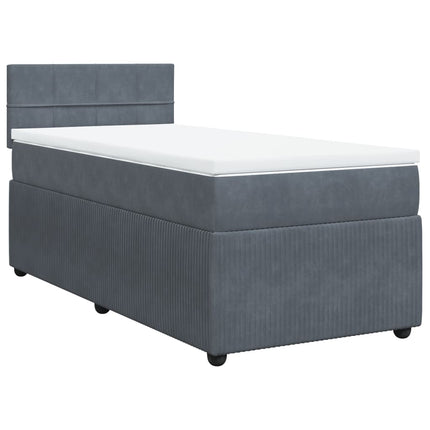 Giroletto a Molle con Materasso Grigio Scuro 80x200 cm Velluto
