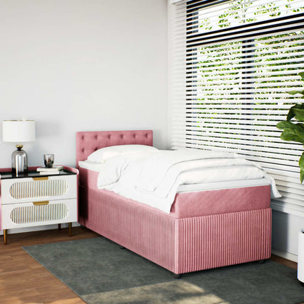 Giroletto a Molle con Materasso Rosa 80x200 cm in Velluto