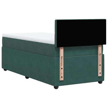 Giroletto a Molle con Materasso Verde Scuro 90x190 cm Velluto