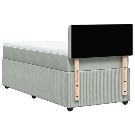 Giroletto a Molle con Materasso Grigio Chiaro 90x190 cm Velluto
