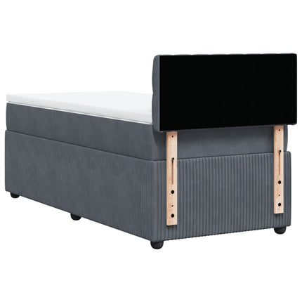Giroletto a Molle con Materasso Grigio Scuro 90x190 cm Velluto