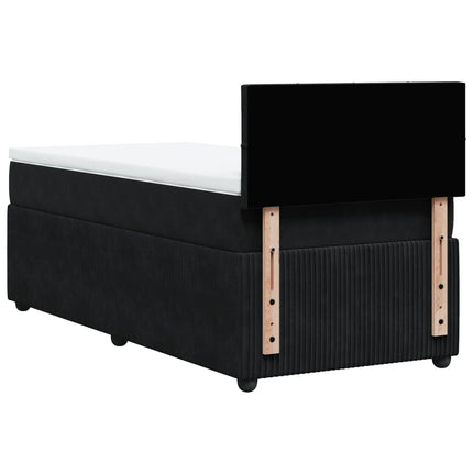 Giroletto a Molle con Materasso Nero 90x190 cm in Velluto