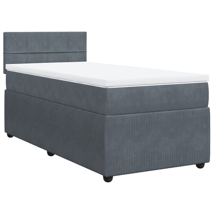 Giroletto a Molle con Materasso Grigio Scuro 90x200 cm Velluto