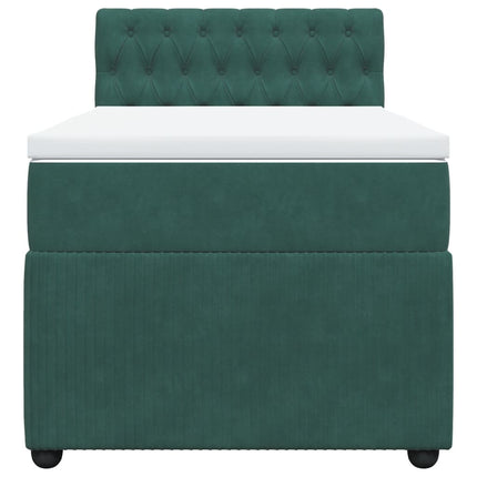 Giroletto a Molle con Materasso Verde Scuro 100x200 cm Velluto