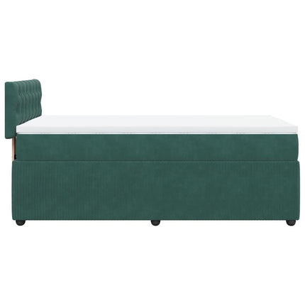Giroletto a Molle con Materasso Verde Scuro 100x200 cm Velluto