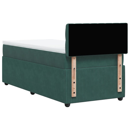 Giroletto a Molle con Materasso Verde Scuro 100x200 cm Velluto