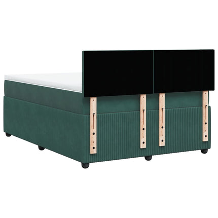 Giroletto a Molle con Materasso Verde Scuro 140x190 cm Velluto