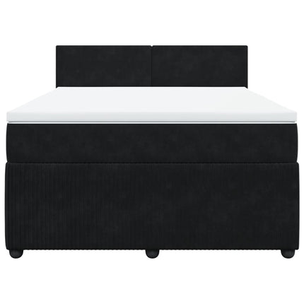Giroletto a Molle con Materasso Nero 140x200 cm in Velluto