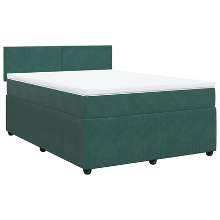 Giroletto a Molle con Materasso Verde Scuro 140x200 cm Velluto