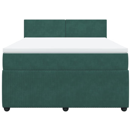 Giroletto a Molle con Materasso Verde Scuro 140x200 cm Velluto