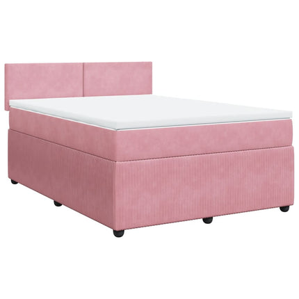 Giroletto a Molle con Materasso Rosa 140x200 cm in Velluto