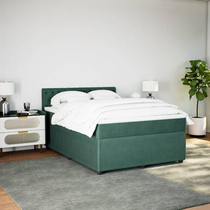 Giroletto a Molle con Materasso Verde Scuro 140x200 cm Velluto