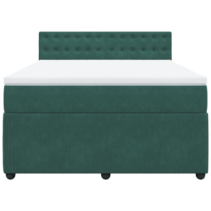 Giroletto a Molle con Materasso Verde Scuro 160x200 cm Velluto