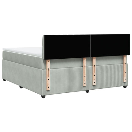 Giroletto a Molle con Materasso Grigio Chiaro 180x200cm Velluto