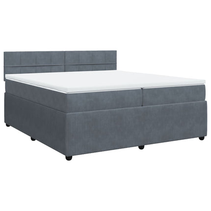 Giroletto a Molle con Materasso Grigio Scuro 200x200 cm Velluto
