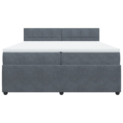 Giroletto a Molle con Materasso Grigio Scuro 200x200 cm Velluto