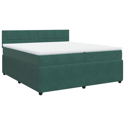 Giroletto a Molle con Materasso Verde Scuro 200x200 cm Velluto