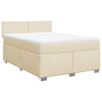 Giroletto a Molle con Materasso Crema 160x200 cm in Tessuto