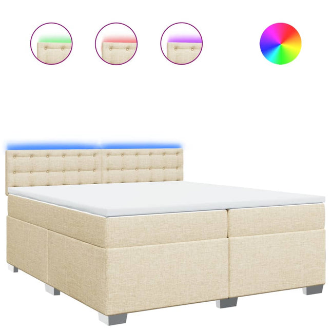 Giroletto a Molle con Materasso Crema 200x200 cm in Tessuto