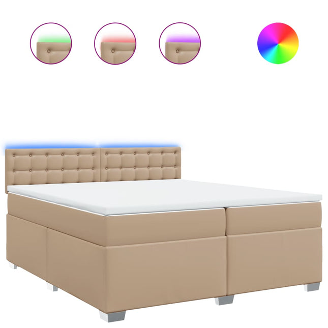 Giroletto a Molle con Materasso Cappuccino 200x200cm Similpelle