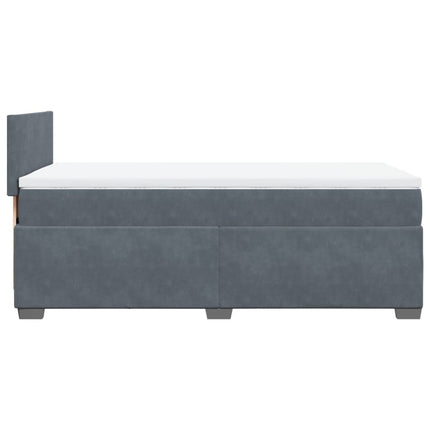 Giroletto a Molle con Materasso Grigio Scuro 80x200 cm Velluto