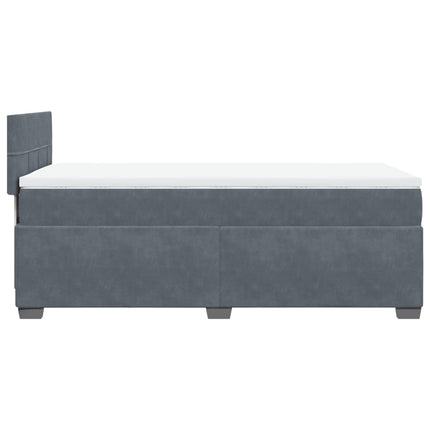 Giroletto a Molle con Materasso Grigio Scuro 90x190 cm Velluto
