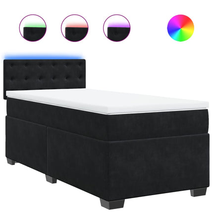 Giroletto a Molle con Materasso Nero 90x200 cm in Velluto