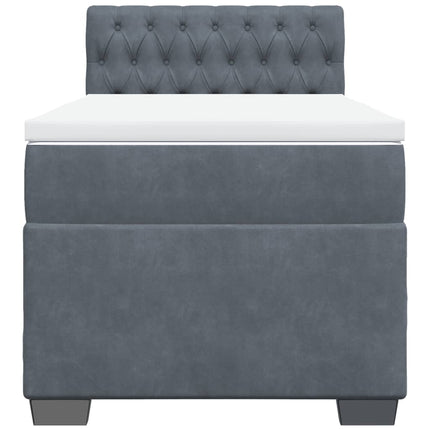 Giroletto a Molle con Materasso Grigio Scuro 90x200 cm Velluto
