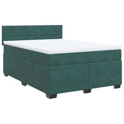 Giroletto a Molle con Materasso Verde Scuro 140x200 cm Velluto